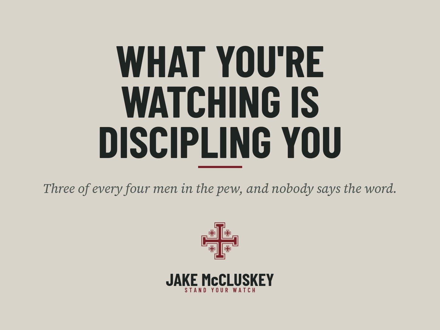 Brand card, oxblood Jerusalem Cross on paper: What You're Watching Is Discipling You