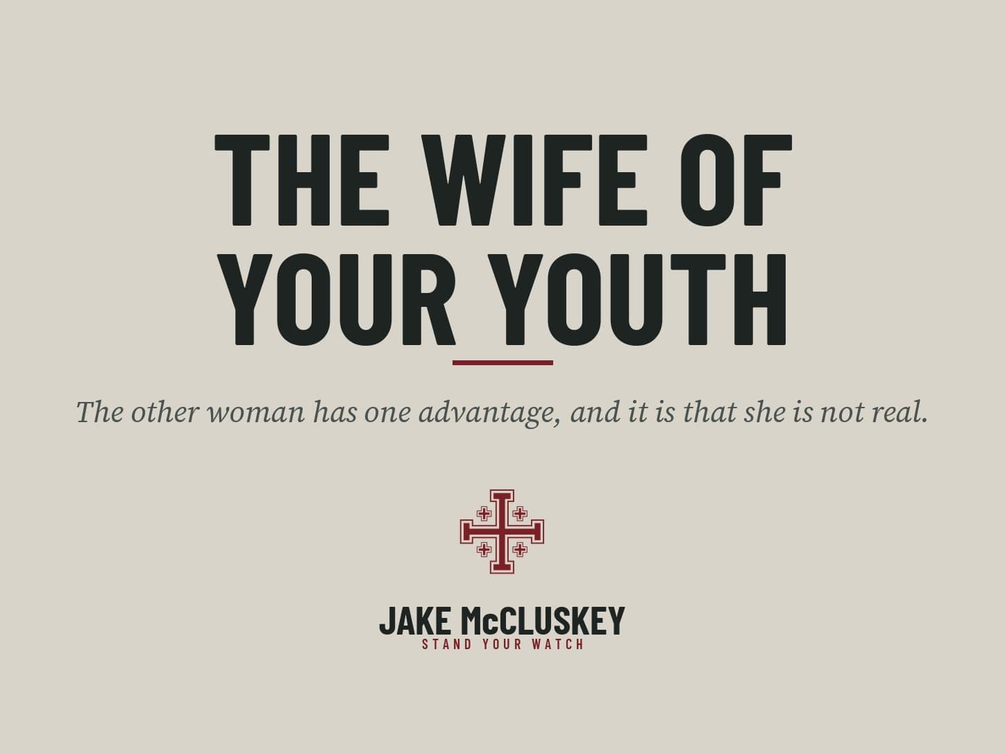 Brand card, oxblood Jerusalem Cross on paper: The Wife of Your Youth