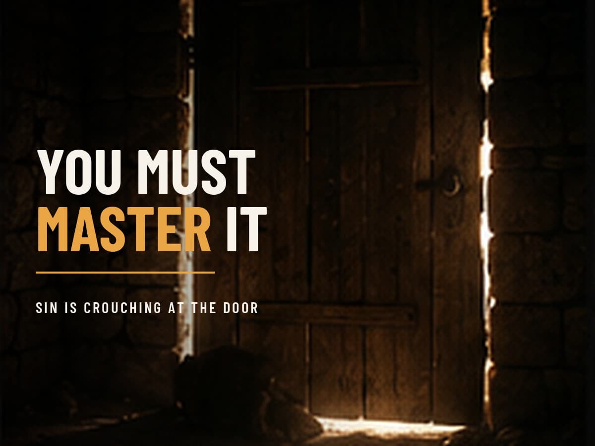 A heavy old wooden door in a dark stone wall with light bleeding around its edges, in the dark cinematic style of the Take It by Force series, with the words "You Must Master It" set across the graphic.