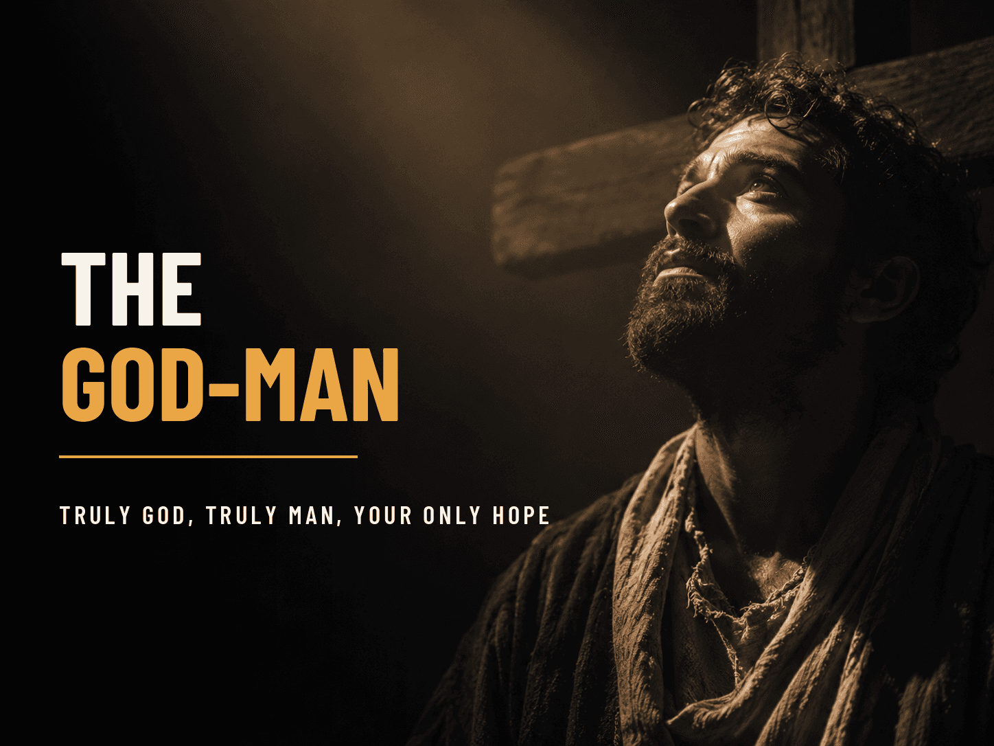 Title card for the post "The God-Man and the Gospel: Why Christ's Identity Is Your Hope" from the Stand Firm Nicaea series.