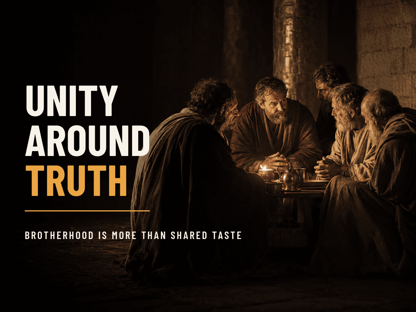 Title card for the post "Unity Around Truth: Brotherhood Is More Than Shared Preferences" from the Stand Firm Nicaea series.
